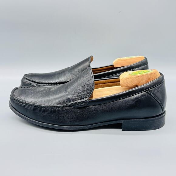 Johnston & Murphy Shoes Mens 10 Black Leather Slip On Loafers Dress Sheepskin - Picture 4 of 10